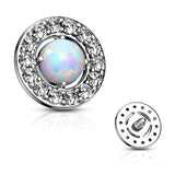 6.5 mm Prong Set Opal Center CZ Internal Threaded Dermal Anchor Tops