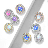 6.5 mm Prong Set Opal Center CZ Internal Threaded Dermal Anchor Tops