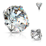 Mixed Sz Round Prong Set Assorted CZ Dermal Anchor Top