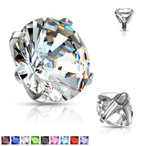 Mixed Sz Round Prong Set Assorted CZ Dermal Anchor Top