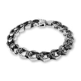 Skull Linked Biker Stainless Steel Bracelet