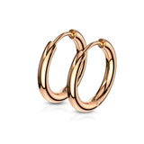 Pair Of Rose Gold IP 316L Surgical Steel Hinge Seamless Hoop Earrings