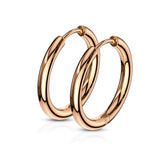 Pair Of Rose Gold IP 316L Surgical Steel Hinge Seamless Hoop Earrings