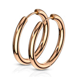 Pair Of Rose Gold IP 316L Surgical Steel Hinge Seamless Hoop Earrings