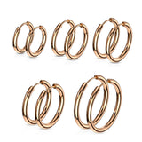 Pair Of Rose Gold IP 316L Surgical Steel Hinge Seamless Hoop Earrings