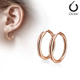 Pair Of Rose Gold IP 316L Surgical Steel Hinge Seamless Hoop Earrings