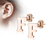 Pair of 14kt Rose Gold Plated Alphabet Initial Dangle Earring Studs