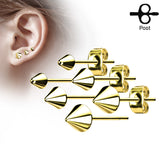 Pair Triple Style Of Cone Spike 316L Stainless Steel Earring Studs