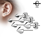 Pair Triple Style Of Cone Spike 316L Stainless Steel Earring Studs
