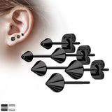 Pair Triple Style Of Cone Spike 316L Stainless Steel Earring Studs