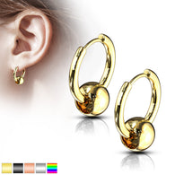 Pair of Captive Ball Hinge Action Seamless Hoop Earring Studs