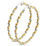 Pair of Gold And Surgical Steel Twisted Braided Hoop Earrings