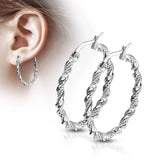 Pair of Braided 316L Surgical Steel Twisted Hoop Earrings