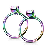 Pair of Gold Titanium Ball With Hoop On The Back Stainless Steel Earrings Studs