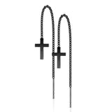 Pair of 316L Stainless Steel Earrings Chain Linked Cross and Post