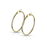 Pair Of 14Kt. Gold Plated On 316L Surgical Steel Round Hoop Earrings