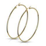 Pair Of 14Kt. Gold Plated On 316L Surgical Steel Round Hoop Earrings