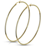 Pair Of 14Kt. Gold Plated On 316L Surgical Steel Round Hoop Earrings