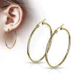 Pair Of 14Kt. Gold Plated On 316L Surgical Steel Round Hoop Earrings