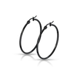 14 Size Pair Of Black Titanium Round Hoop Earrings
