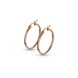 14 Size Pair Of Rose Gold IP 316L Surgical Steel Round Hoop Earrings