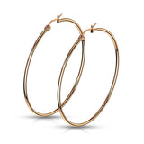 14 Size Pair Of Rose Gold IP 316L Surgical Steel Round Hoop Earrings