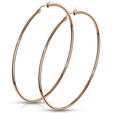 14 Size Pair Of Rose Gold IP 316L Surgical Steel Round Hoop Earrings