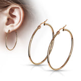 14 Size Pair Of Rose Gold IP 316L Surgical Steel Round Hoop Earrings