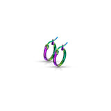 Pair Of Rainbow Titanium Surgical Steel Round Hoop Earrings