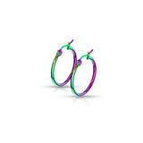 Pair Of Rainbow Titanium Surgical Steel Round Hoop Earrings