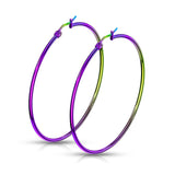 Pair Of Rainbow Titanium Surgical Steel Round Hoop Earrings