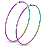 Pair Of Rainbow Titanium Surgical Steel Round Hoop Earrings