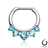 Five CZ Surgical Steel Septum Clicker Nose Ring