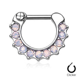 Opalites Surgical Steel Septum Clicker Nose Ring