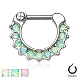 Opalites Surgical Steel Septum Clicker Nose Ring