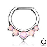 Five Opalites Surgical Steel Septum Clicker Nose Ring