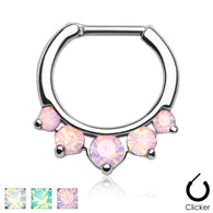 Five Opalites Surgical Steel Septum Clicker Nose Ring