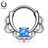Tribal Lacey Opal Surgical Steel Septum Clicker Nose Ring