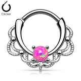 Tribal Lacey Opal Surgical Steel Septum Clicker Nose Ring
