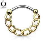 Linked Chain Surgical Steel Septum Clicker Nose Ring