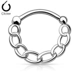 Linked Chain Surgical Steel Septum Clicker Nose Ring