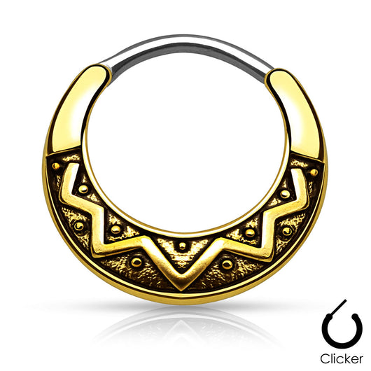 Tribal Fan Surgical Steel Septum Clicker Nose Ring