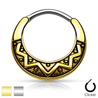 Tribal Fan Surgical Steel Septum Clicker Nose Ring