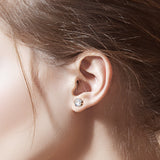 Pair of Rose Gold IP Stainless Steel Stud Earring with Round CZ