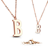 Rose Gold Plated Alphabet Initial Pendant With Chain Necklaces