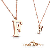 Rose Gold Plated Alphabet Initial Pendant With Chain Necklaces