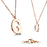 Rose Gold Plated Alphabet Initial Pendant With Chain Necklaces