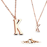 Rose Gold Plated Alphabet Initial Pendant With Chain Necklaces