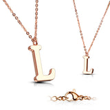 Rose Gold Plated Alphabet Initial Pendant With Chain Necklaces