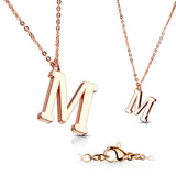 Rose Gold Plated Alphabet Initial Pendant With Chain Necklaces